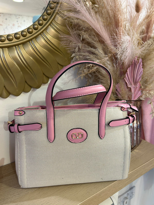 Pink With Cream Pattern Bag -  Pink/Cream - Wardrobe By Simone
