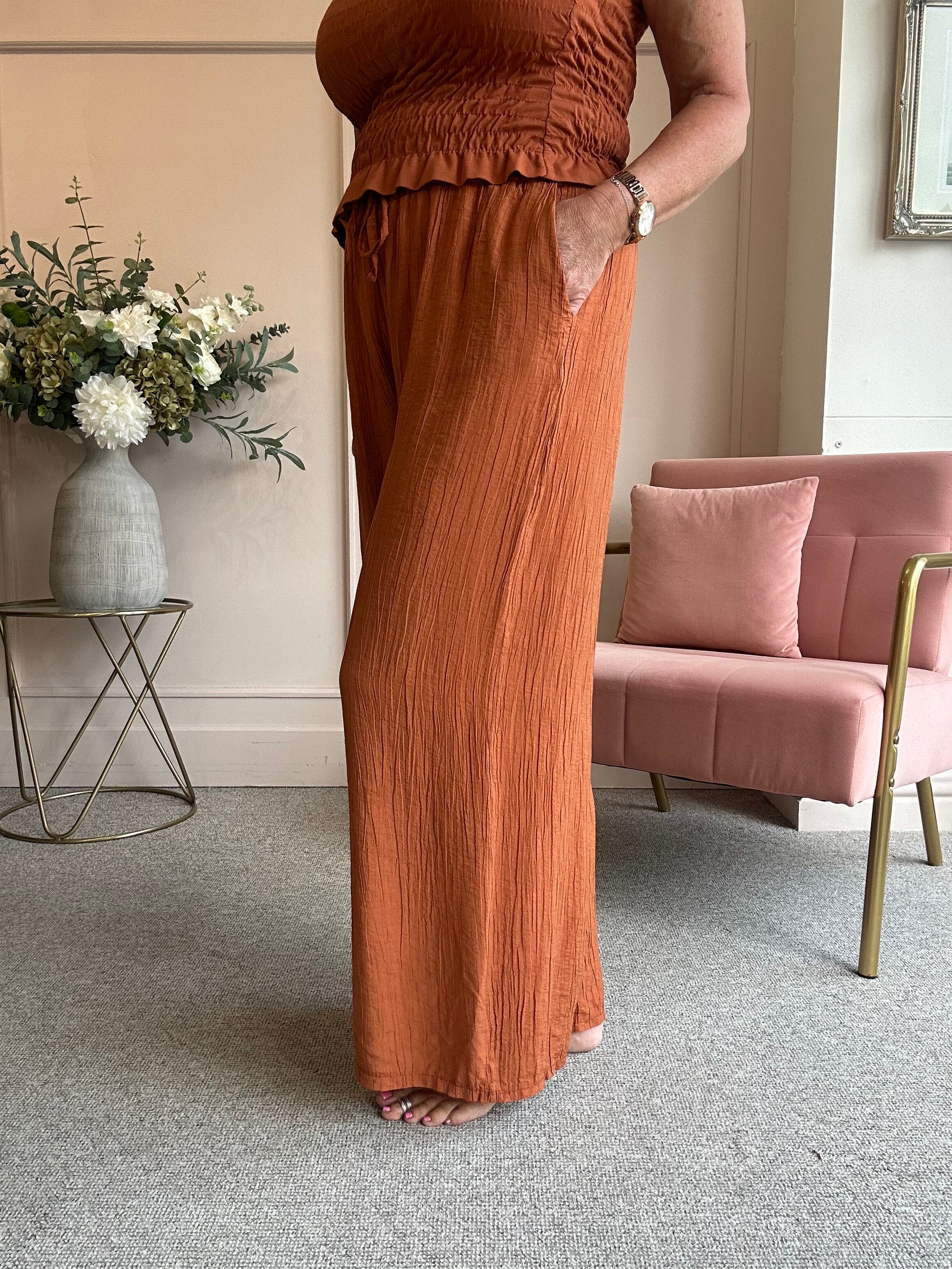 Relaxed Wide Pant - Rust