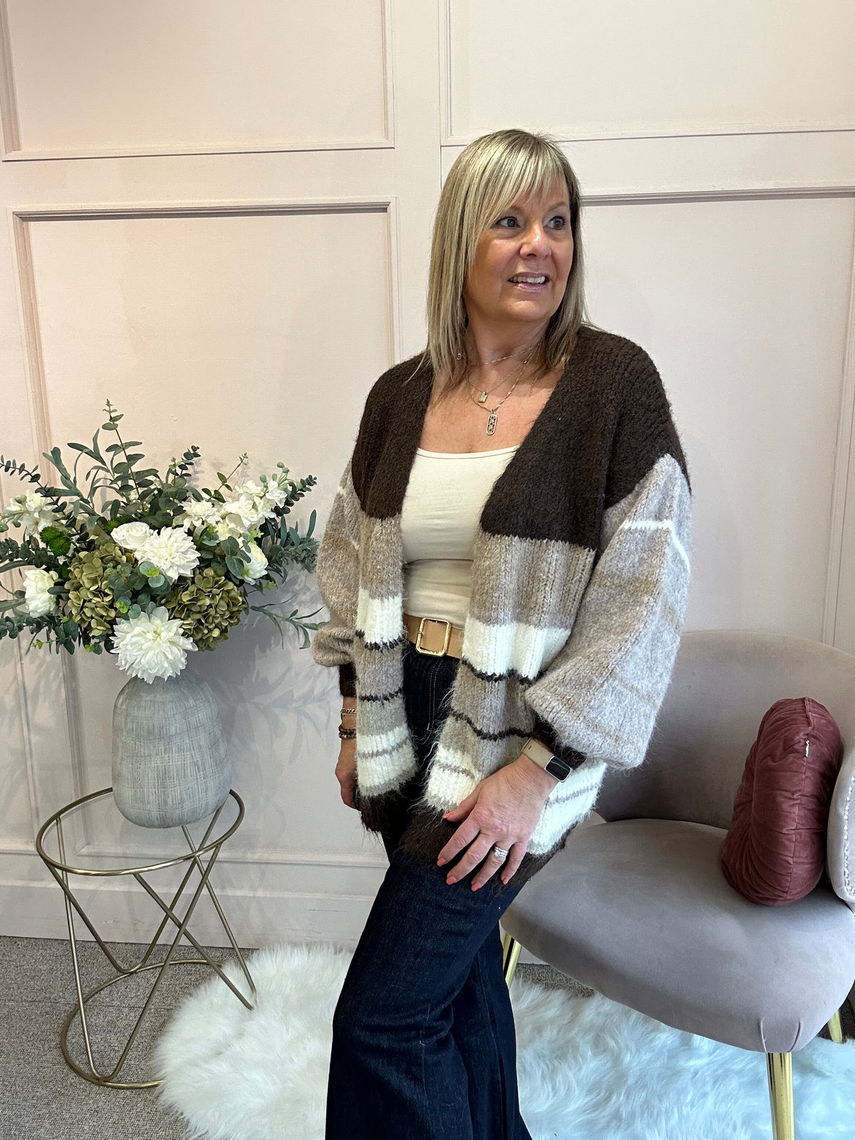 Striped Cardigan - Browns