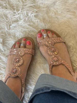 Rosie Gold Bling Sandals - Rose Gold
