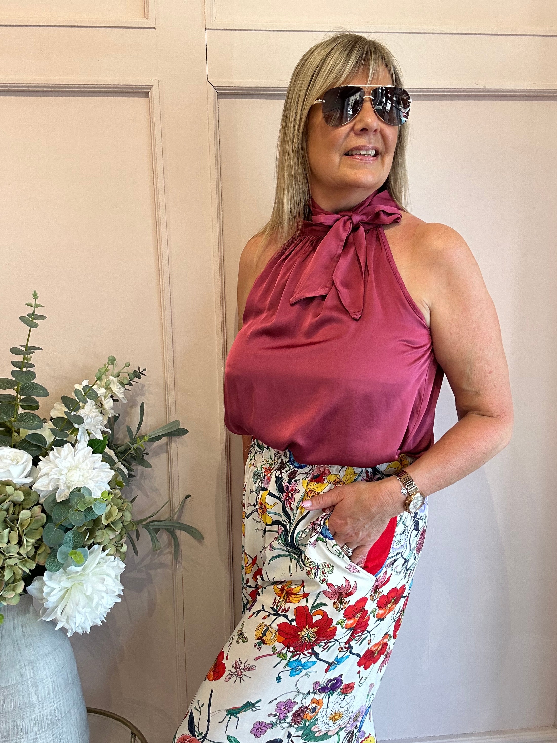 Just A Halter Neck Top - Deep Rasberry