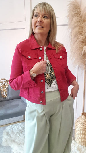 Denim Jacket - Raspberry - Wardrobe By Simone