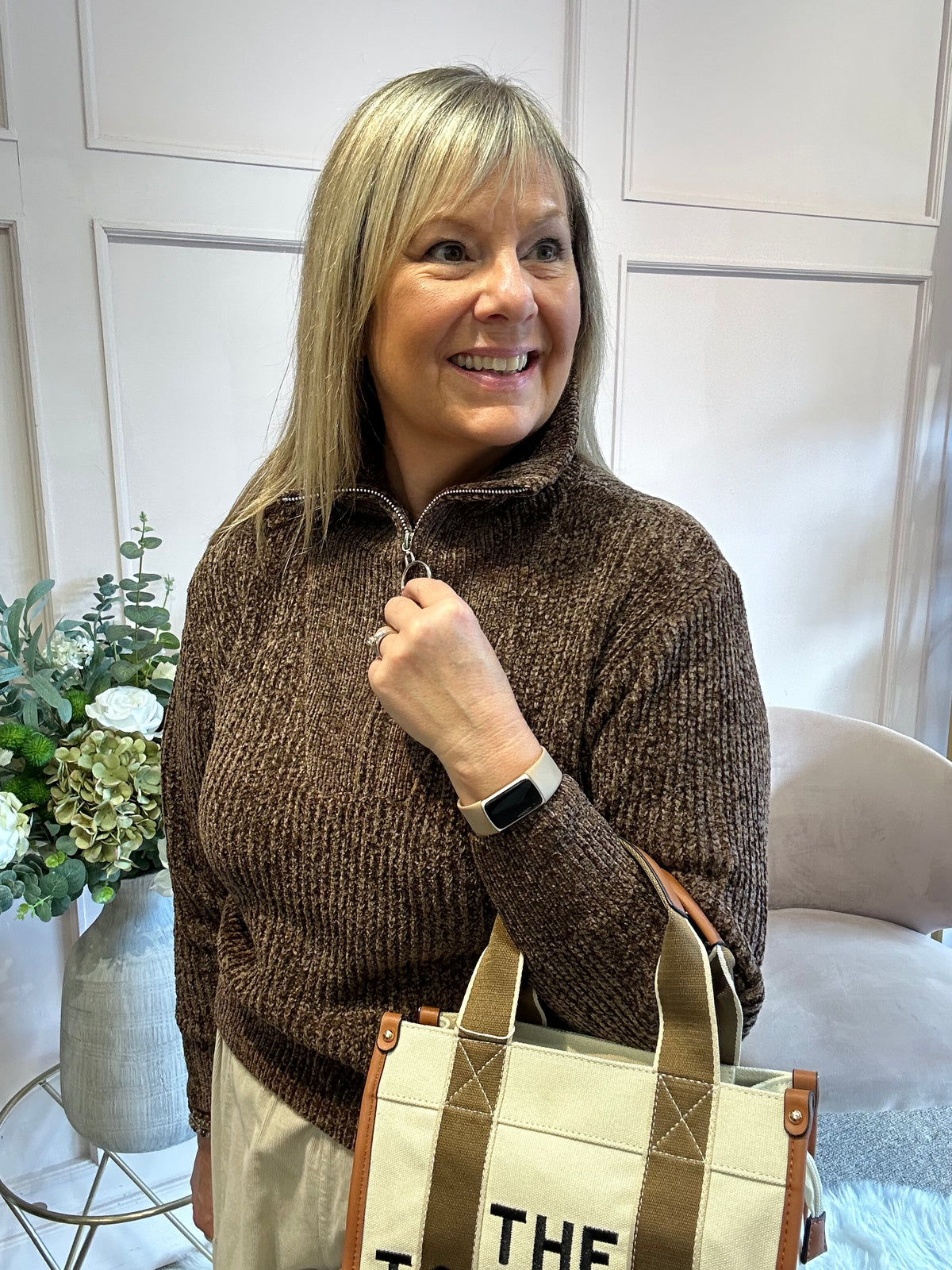 Zip Soft Jumper - Brown