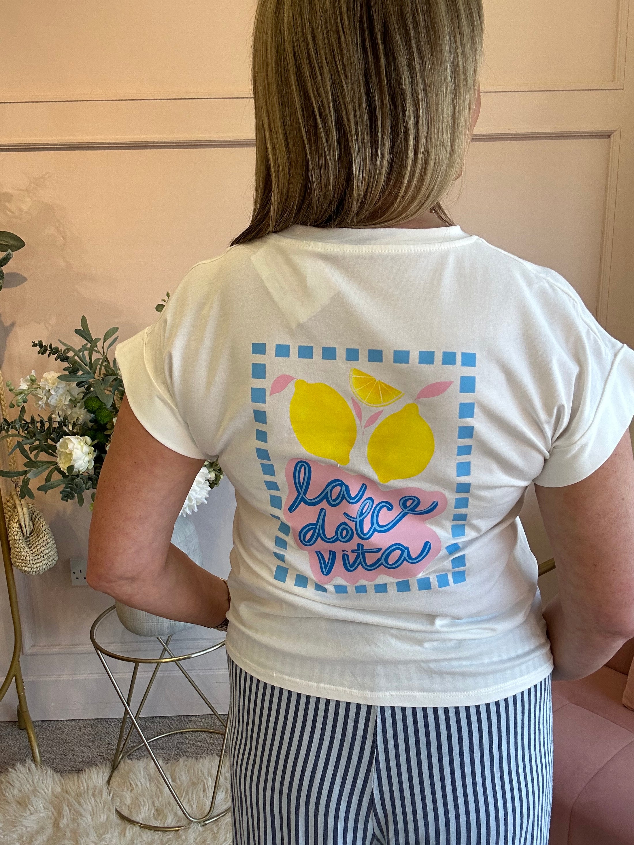 La Dolce Vita T Shirt  - White - Wardrobe By Simone