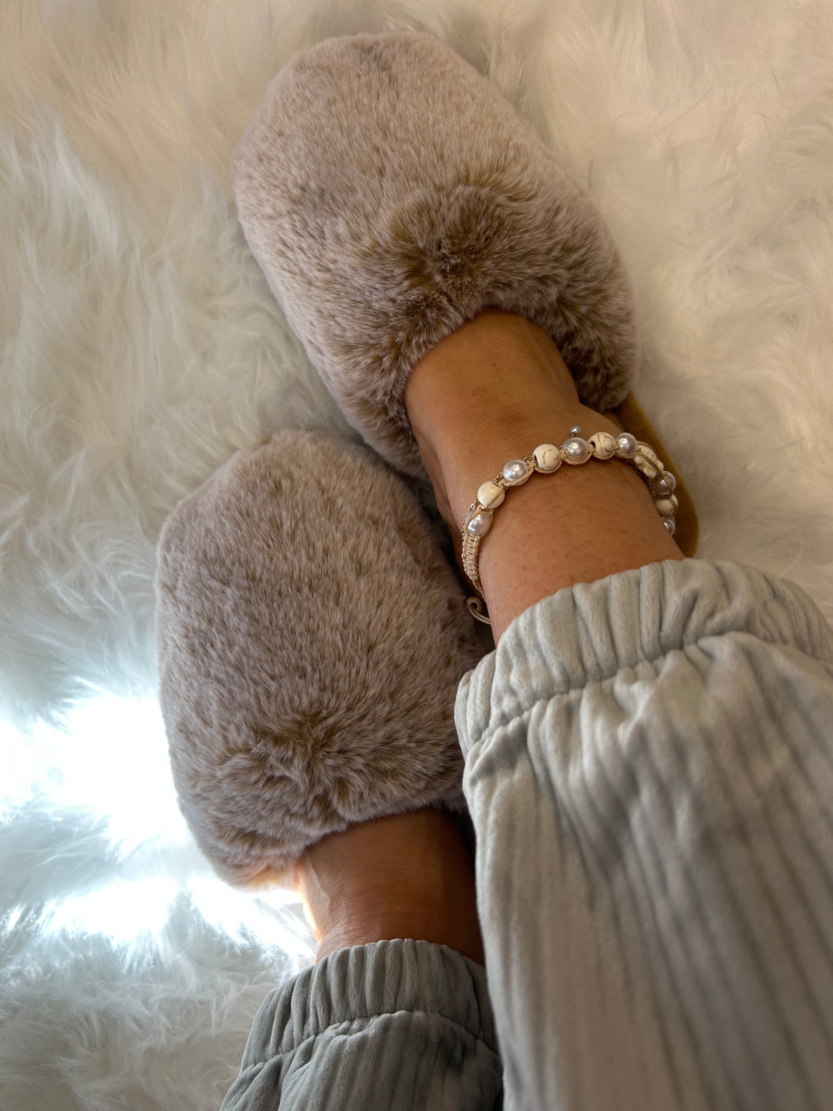 Cosy Fluff Slipper/Mule - Caramel/Fleck