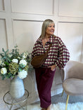 Load image into Gallery viewer, A Checked Zip Jacket - Burgundy/Cream - Wardrobe By Simone
