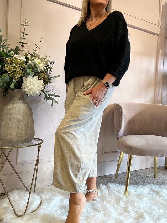 Cord Barrel Pant - Oatmeal - Wardrobe By Simone
