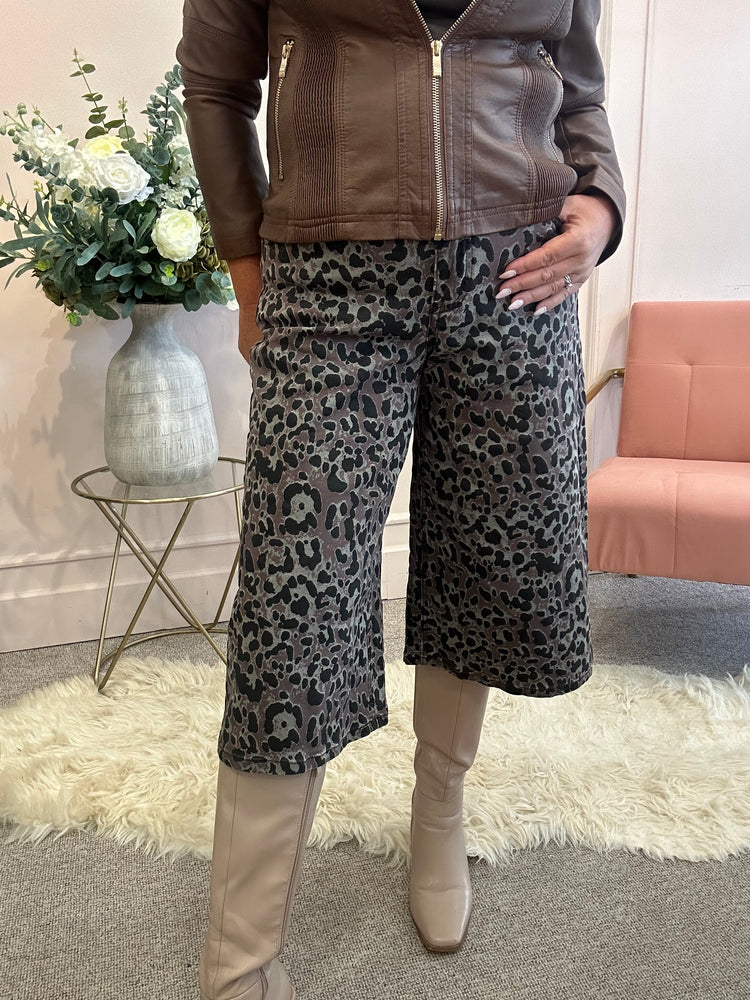 Culotte Wide Leg Jean - Leopard