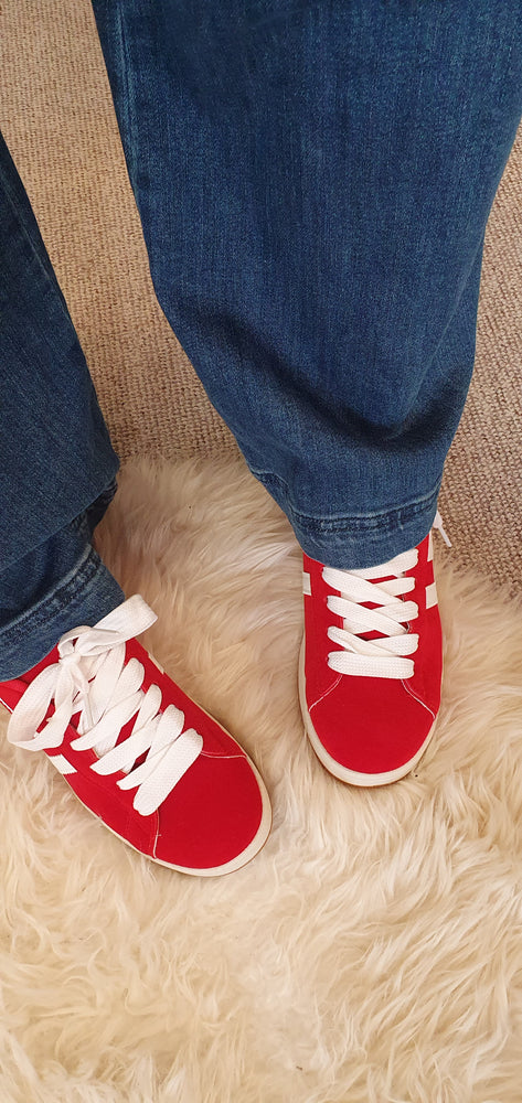 Red & White Chunky Sole Trainer - Red - Wardrobe By Simone