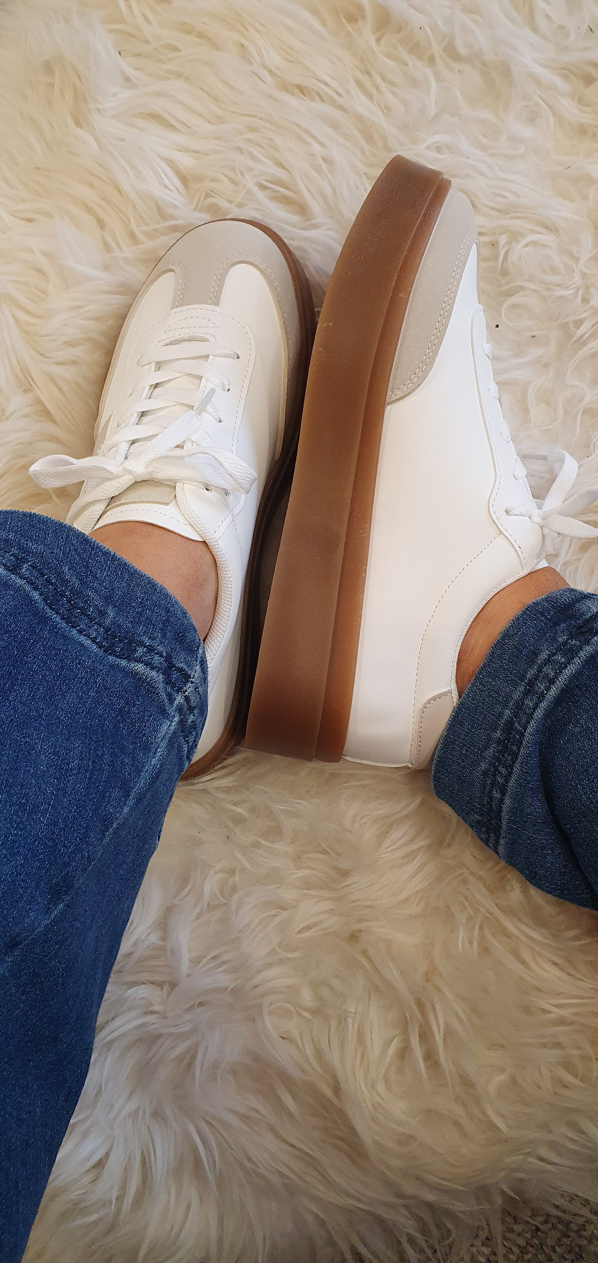 Beige Detail & Chunky Sole Trainer - White - Wardrobe By Simone