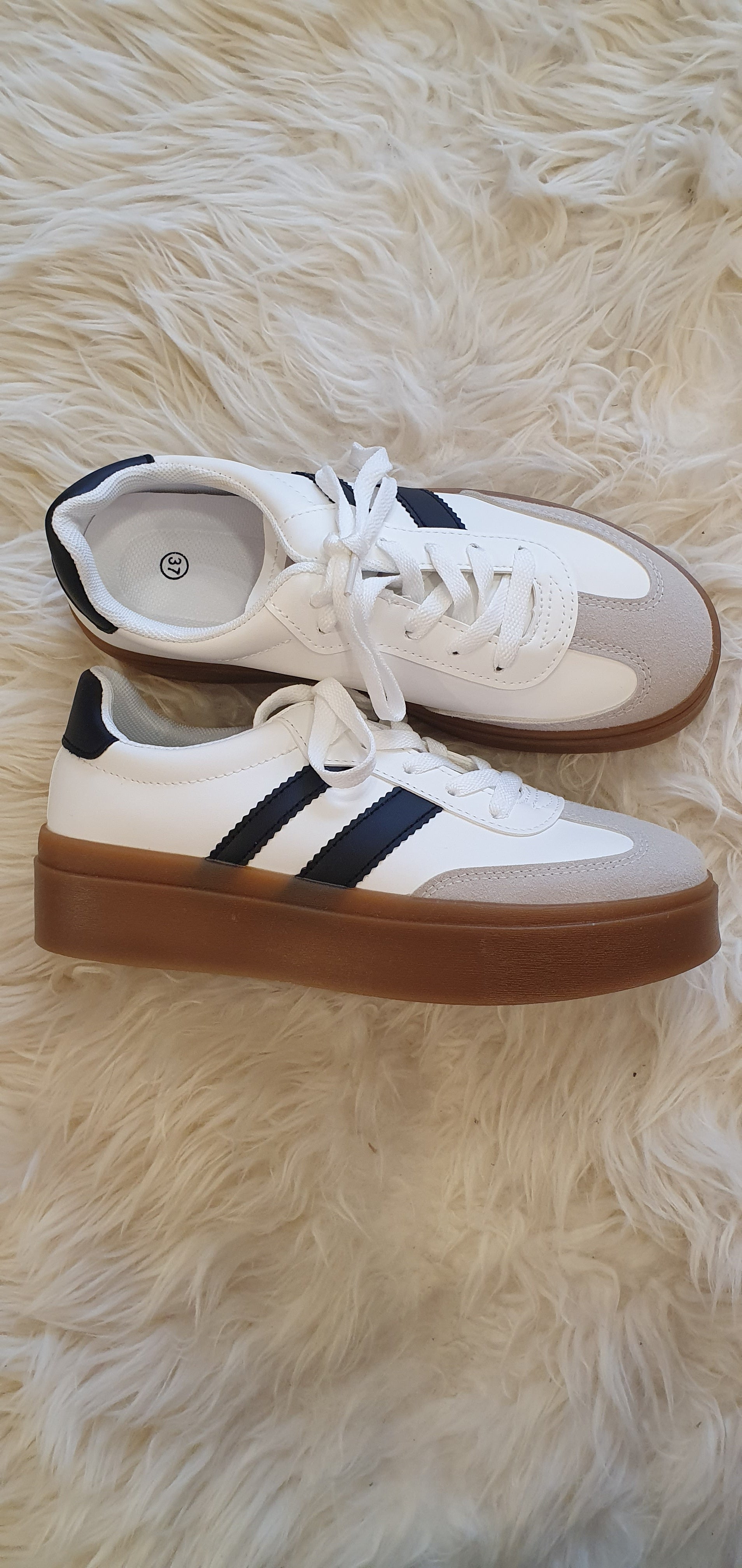 Black Detail & Chunky Sole Trainer - White - Wardrobe By Simone