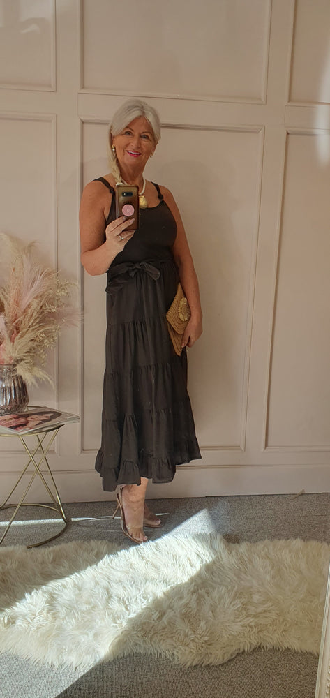 Vest Top & Tiered Skirt Sundress - Brown