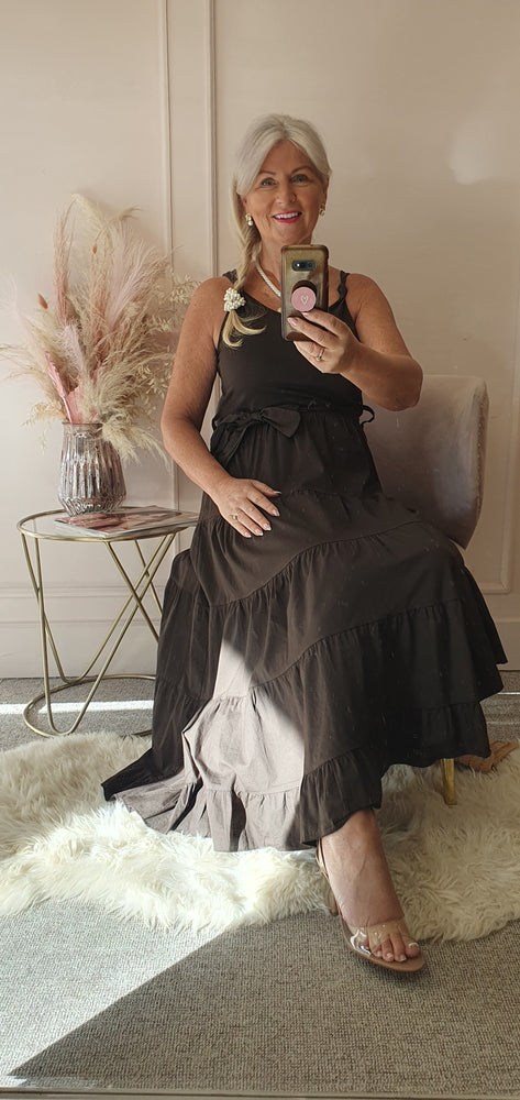 Vest Top & Tiered Skirt Sundress - Brown