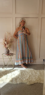 Strapless Aztec Print Sundress - Blue/Mix - Wardrobe By Simone