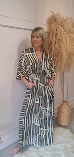 Geometric Printed Jumpsuit - Black/Cream - Wardrobe By Simone