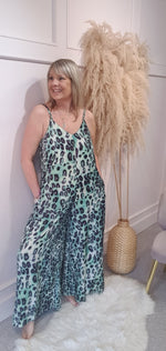 Leopard Strappy Jumpsuit - Green/Black - Wardrobe By Simone