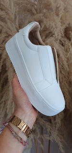 Laceless Platform Sole Trainer - White - Wardrobe By Simone