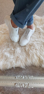 Laceless Platform Sole Trainer - White - Wardrobe By Simone