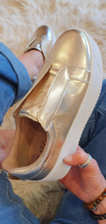 Laceless Platform Sole Trainer - Gold - Wardrobe By Simone