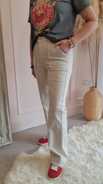 Denim Wide Jeans- Light Beige - Wardrobe By Simone