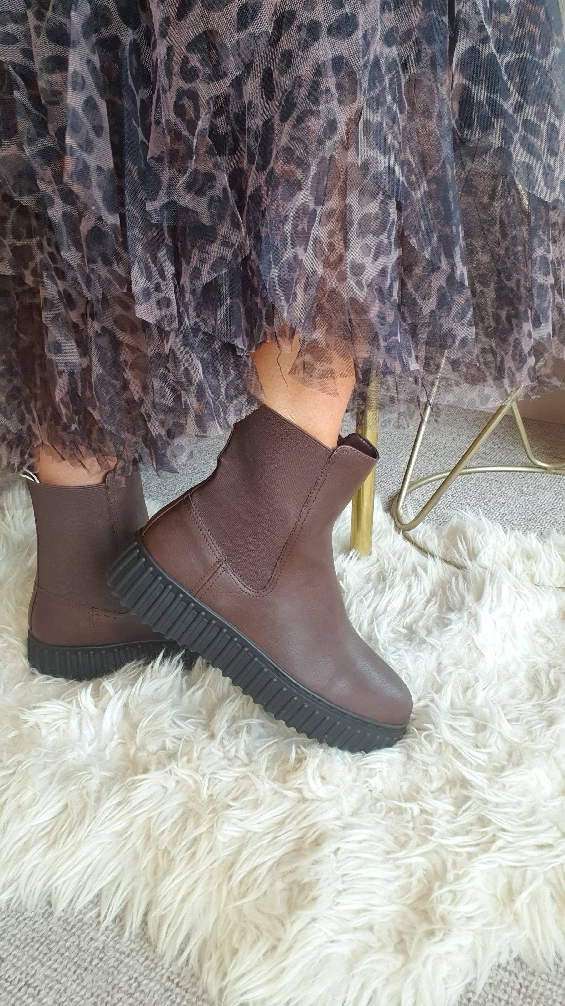 Demi - Tyre Tread Ankle Boot - Brown