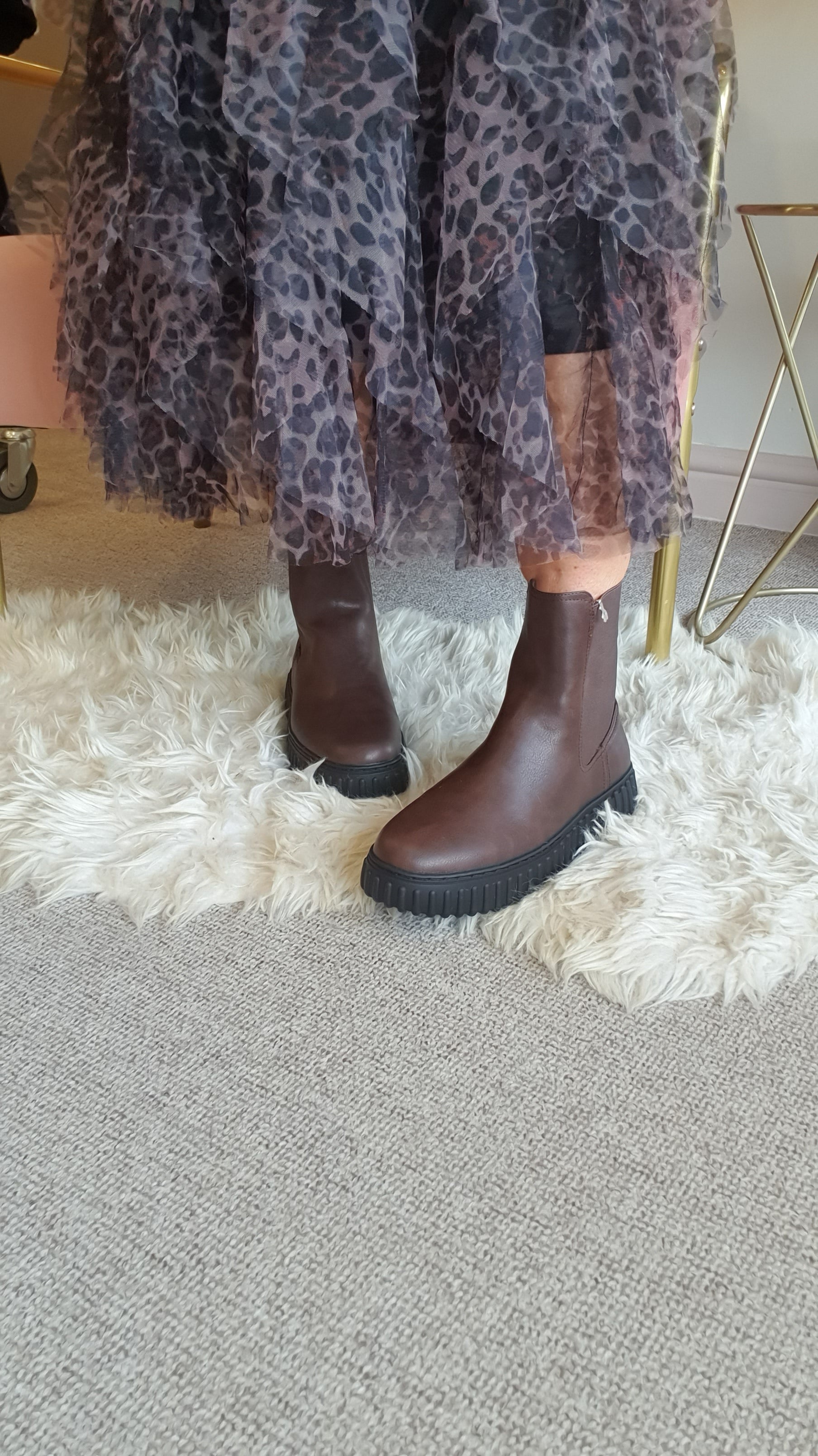 Demi - Tyre Tread Ankle Boot - Brown