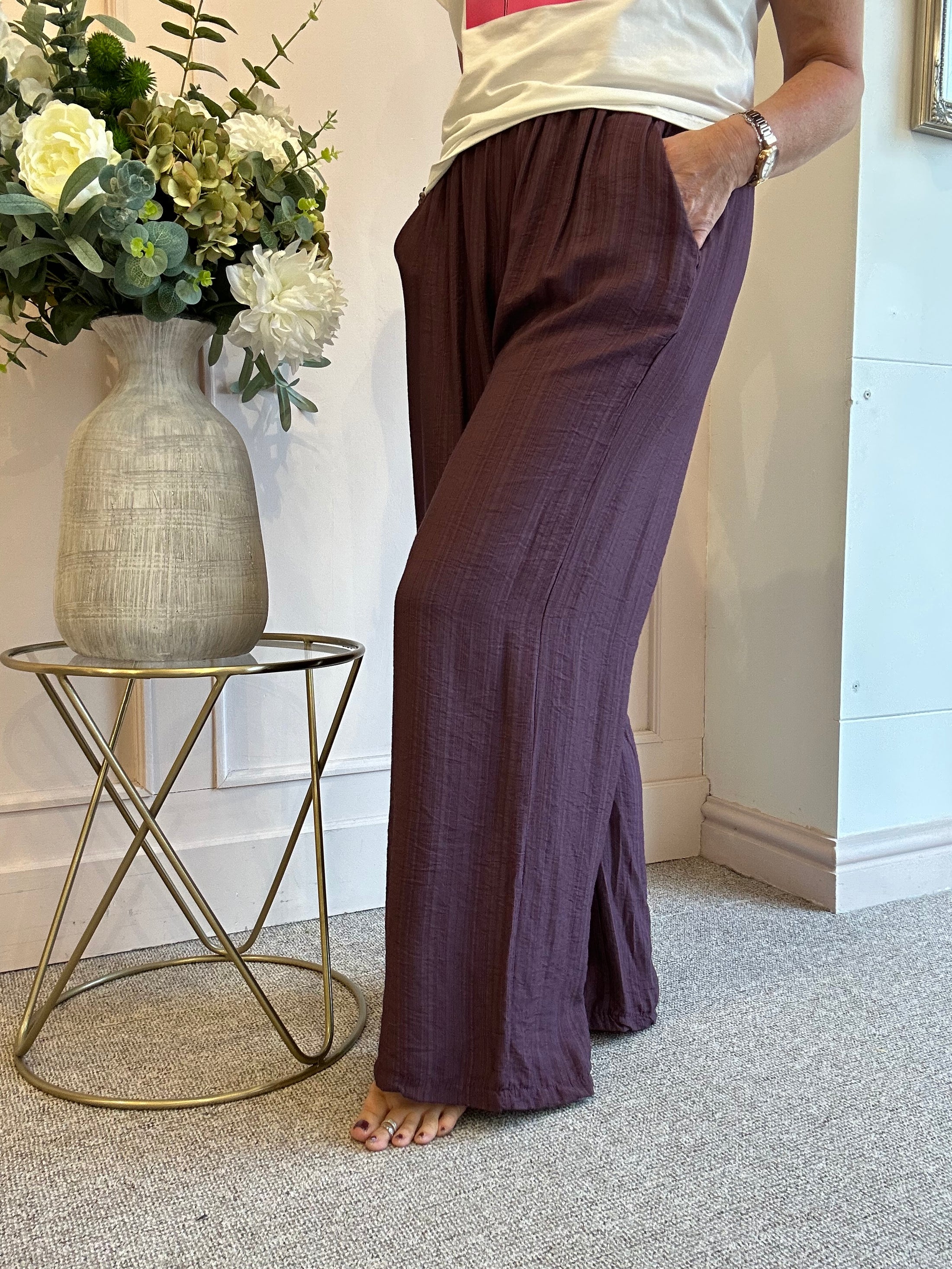 Wide Leg Pant - Damson