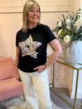 Load image into Gallery viewer, Itsy Bitsy Floral Star T-Shirt - Black - Wardrobe By Simone
