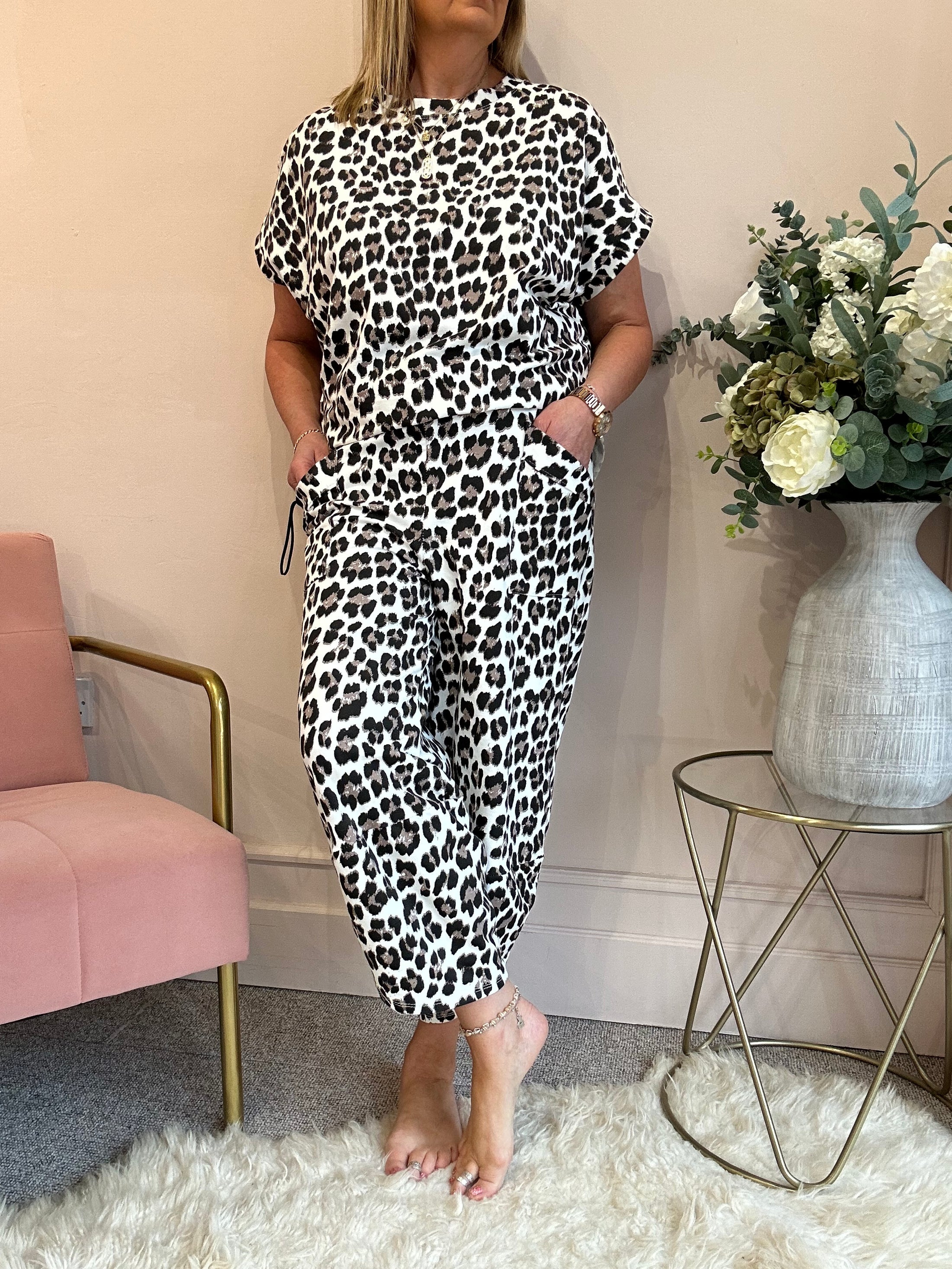 Cheetah Harem Lounge Pant - Black/Brown - Wardrobe By Simone