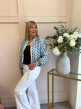 Load image into Gallery viewer, Dotty Zipped Top - Blue/Brown - Wardrobe By Simone
