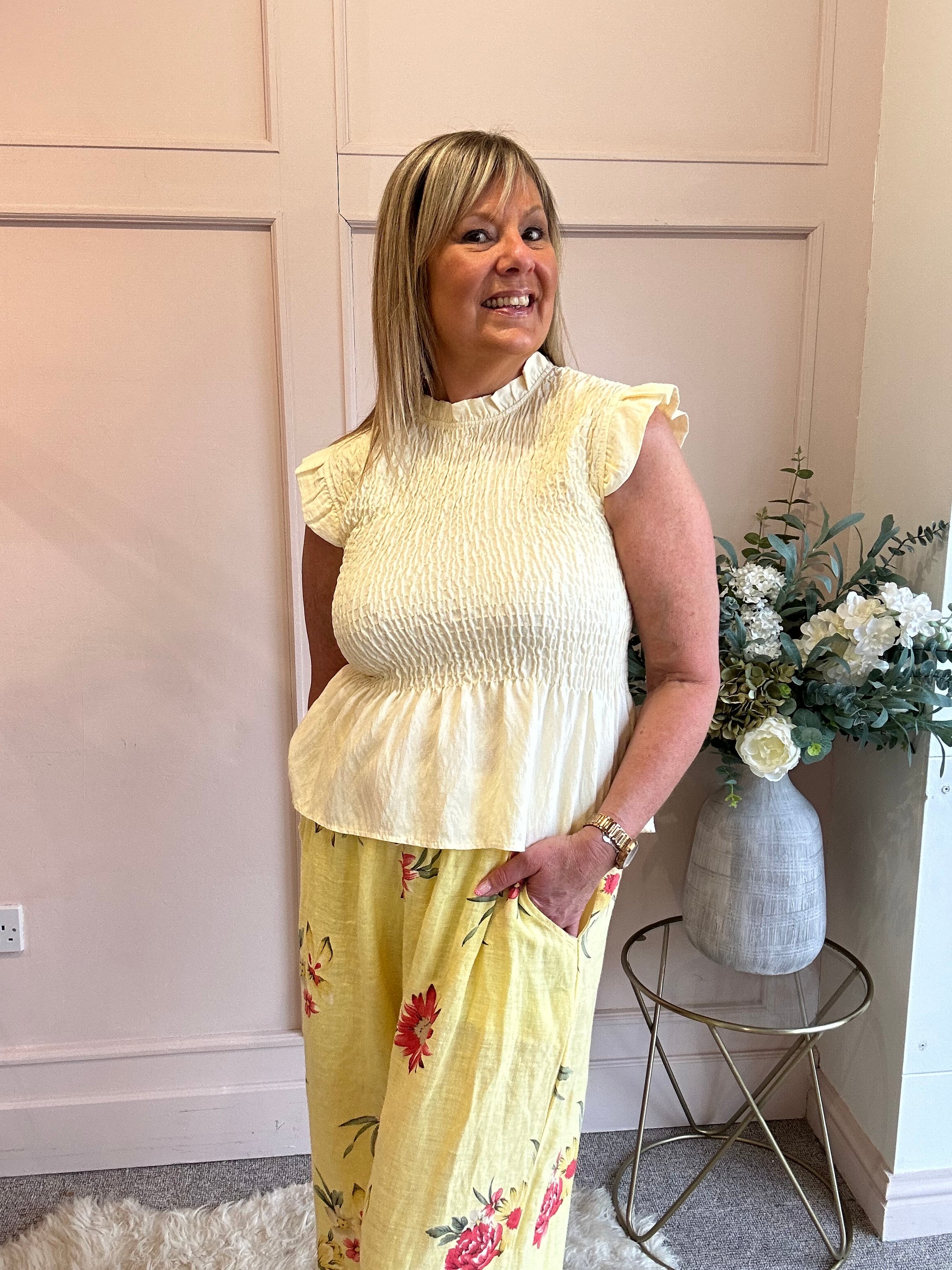 Cute Peplum Top  - Lemon - Wardrobe By Simone