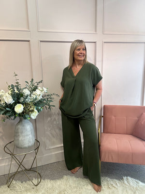 V Neck Top - Khaki