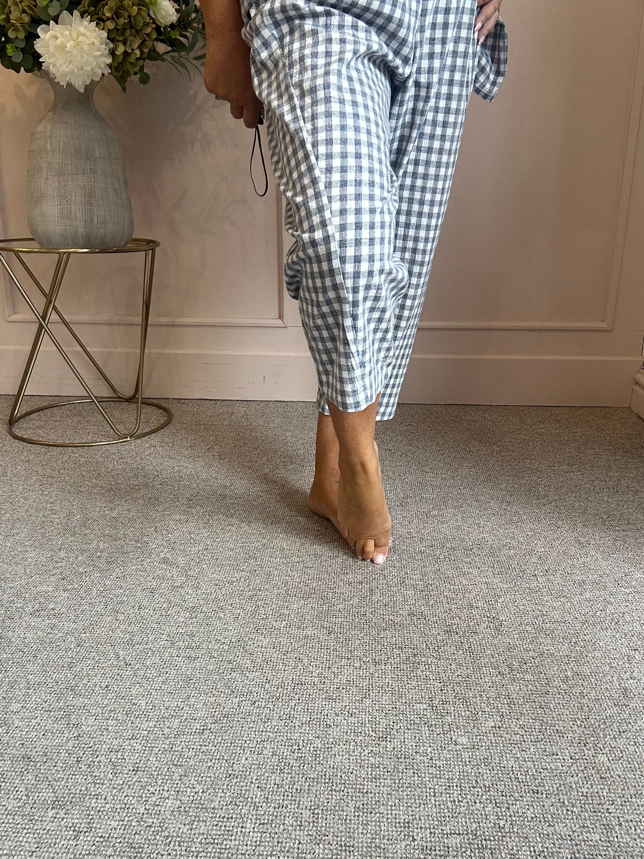 Gingham Pants - Grey/Blue One Size