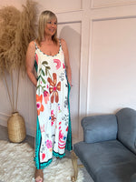 'Love' Flower Power Maxi Sundress - Cream/Mix