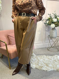 Load image into Gallery viewer, Faux Leather Wide Leg Trouser - Caramel
