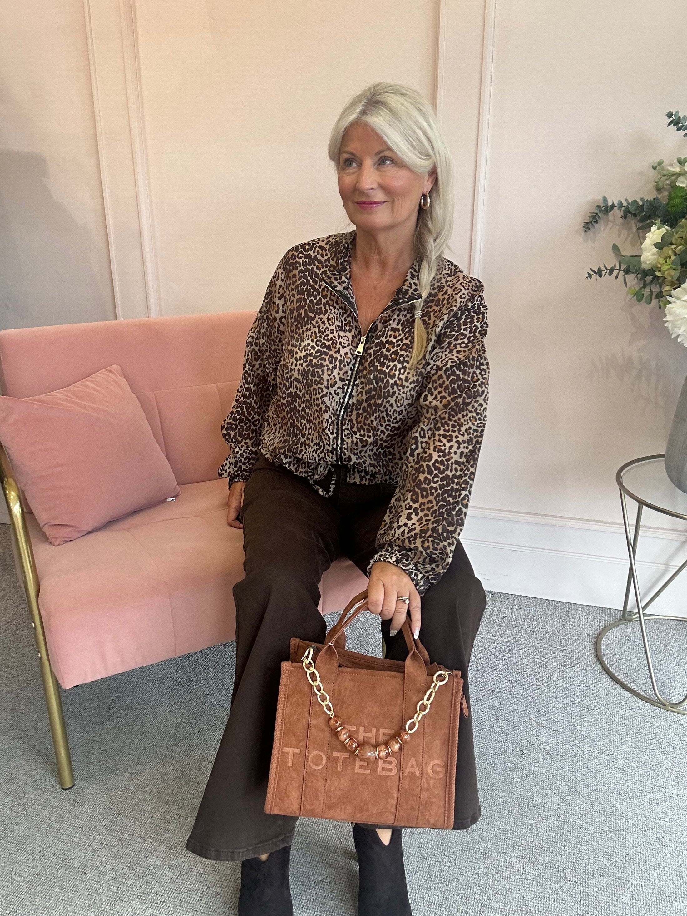 Lightweight Print Zip Jacket - Leopard
