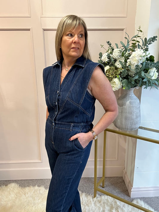 Denim Jumpsuit - Dark Denim - Wardrobe By Simone