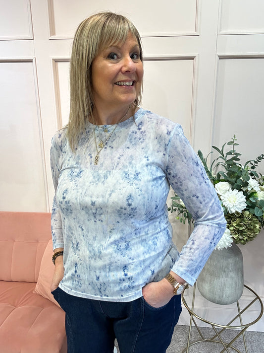 Blossom Mesh Top - Soft Blue - Wardrobe By Simone