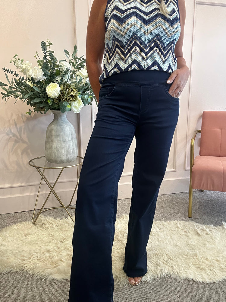 Wide Leg Jegging Style Jeans- Dark Denim