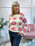 Load image into Gallery viewer, Crochet  Scallop Edge Jumper - Cream/Fuchsia - Wardrobe By Simone
