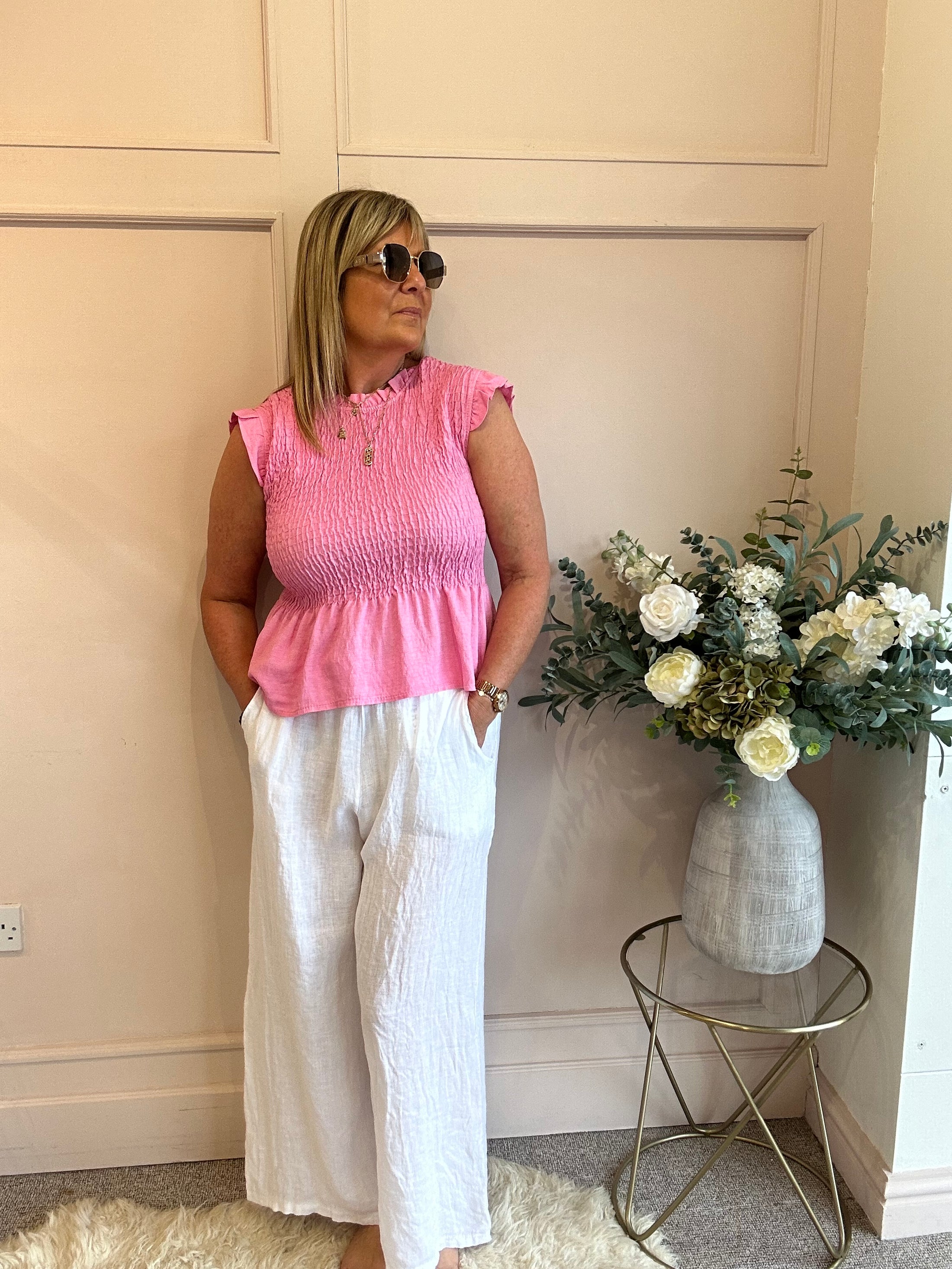 Cute Peplum Top  - Candy Pink - Wardrobe By Simone