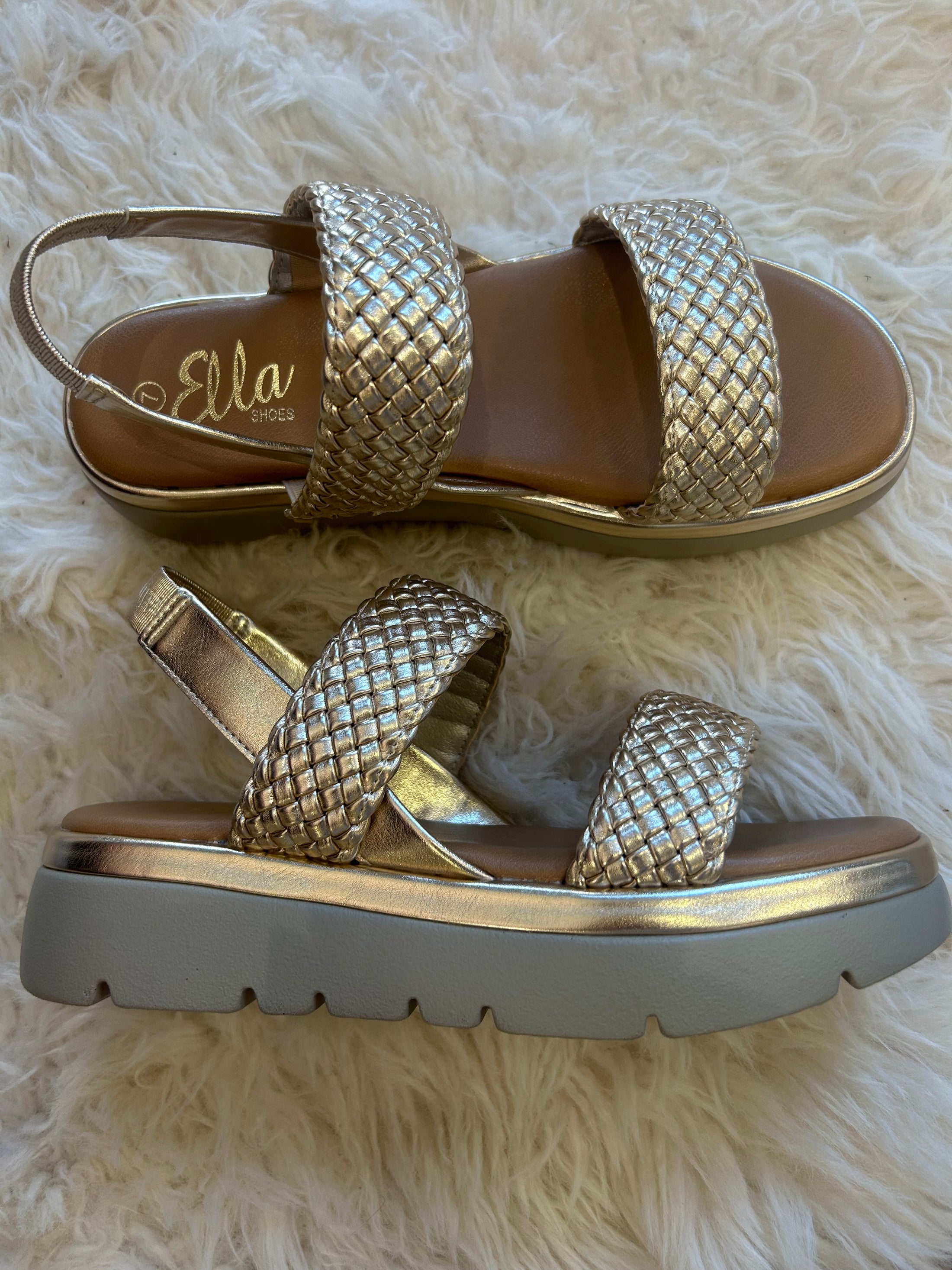 Lottie Weave Strap Sandal - Gold