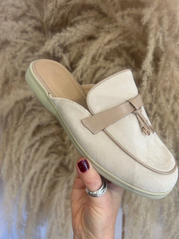 Faux Suede Mule - Beige