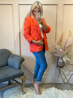 Ruffle Sleeved Blazer - Coral