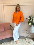 Load image into Gallery viewer, Cotton Buttoned Top  - Orange - Wardrobe By Simone

