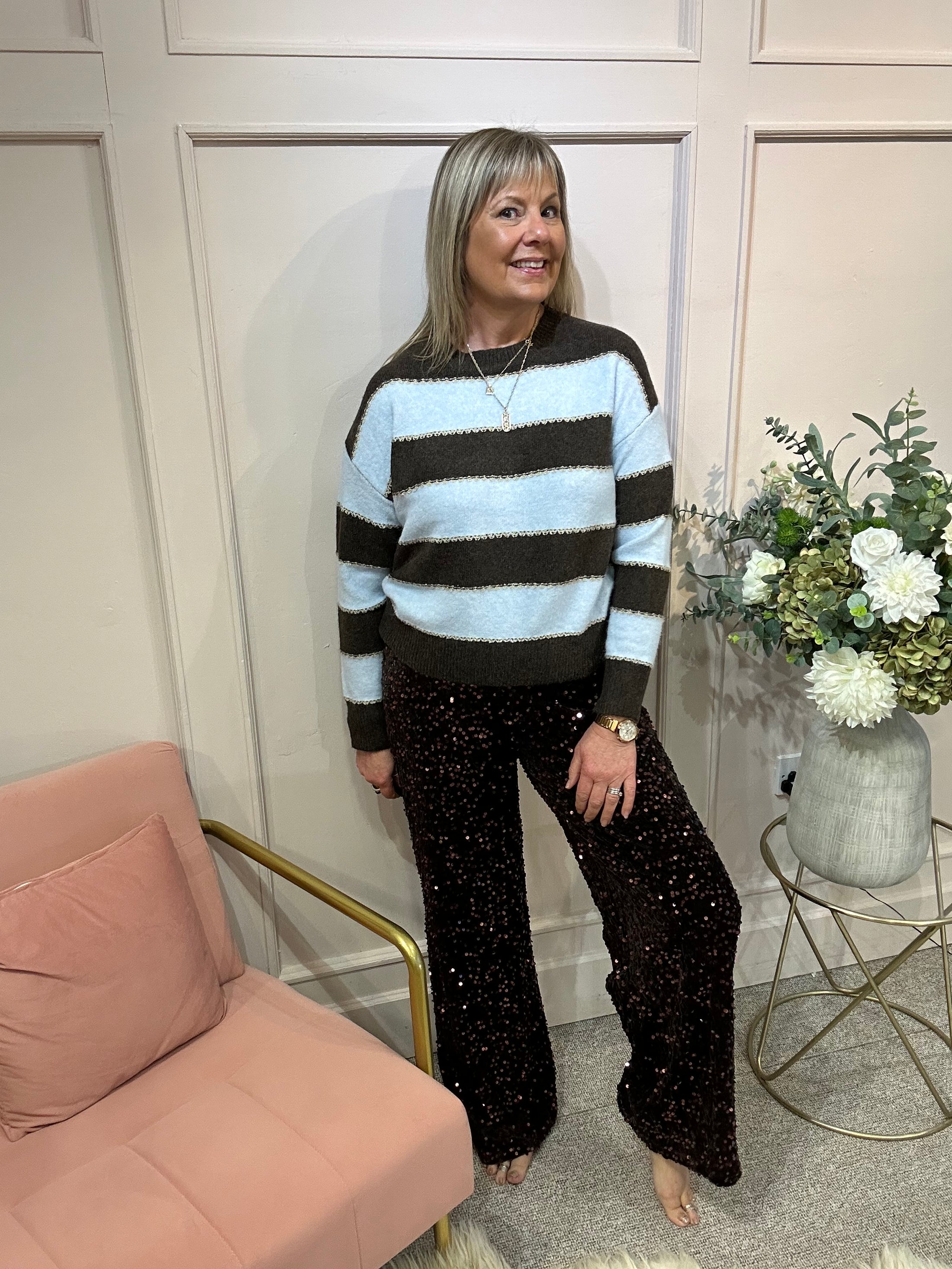 Bold Stripe Jumper - Brown/Blue