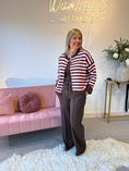 Load image into Gallery viewer, Fun Striped Button Cardigan -  Pink/Brown
