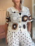 Load image into Gallery viewer, Crochet Collared Cardigan - Cream/Brown/Tan - Wardrobe By Simone
