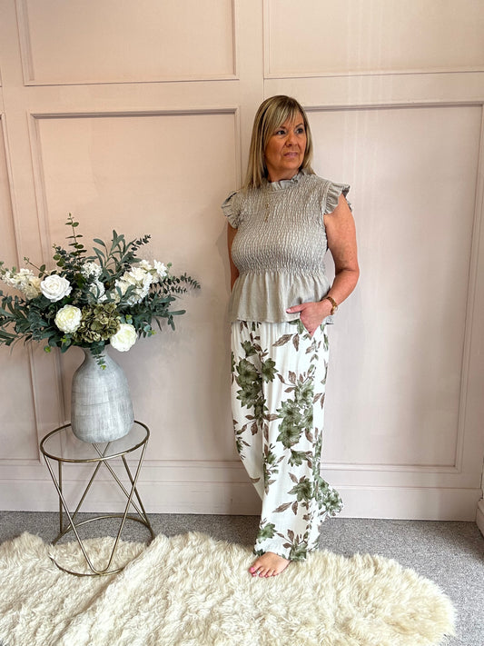 Cute Peplum Top  - Taupe - Wardrobe By Simone