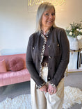 Load image into Gallery viewer, Frill Edge Leopard Buttoned Cardigan -  Brown
